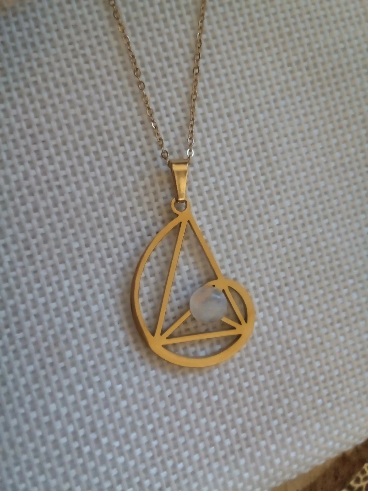 Colar espiral de ouro Fibonacci e pedra da lua – photo 2